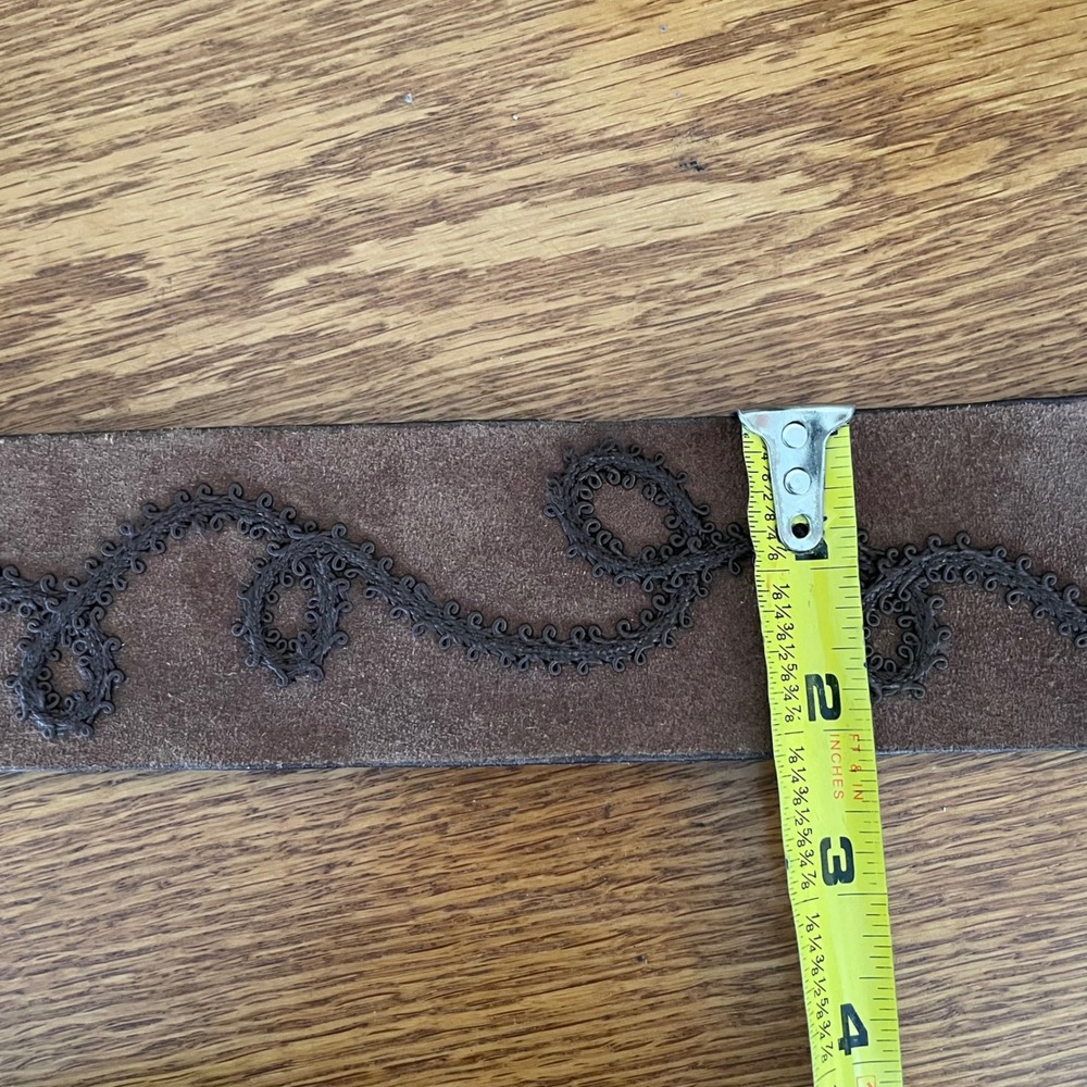 Vintage MAX MARA Belt Microsuede Embroidered Loop Design Wide Big Buckle *READ - Picture 14 of 15
